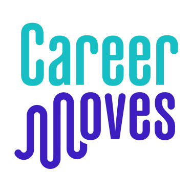 Teal and navy blue Career Moves stacked logo 